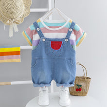 Load image into Gallery viewer, Suspender Pant With Rainbow Top
